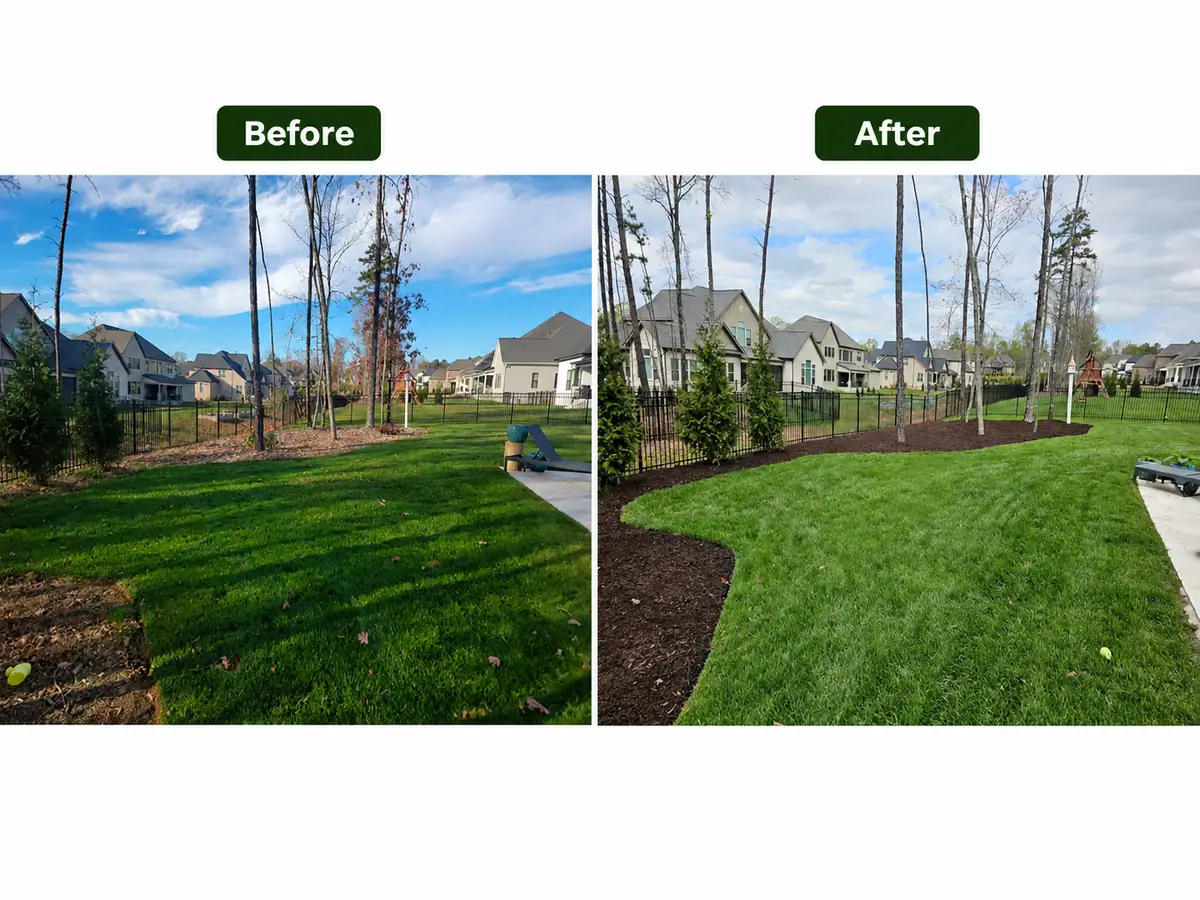 Before and after lawn topdressing and lawn care results by It's All Green